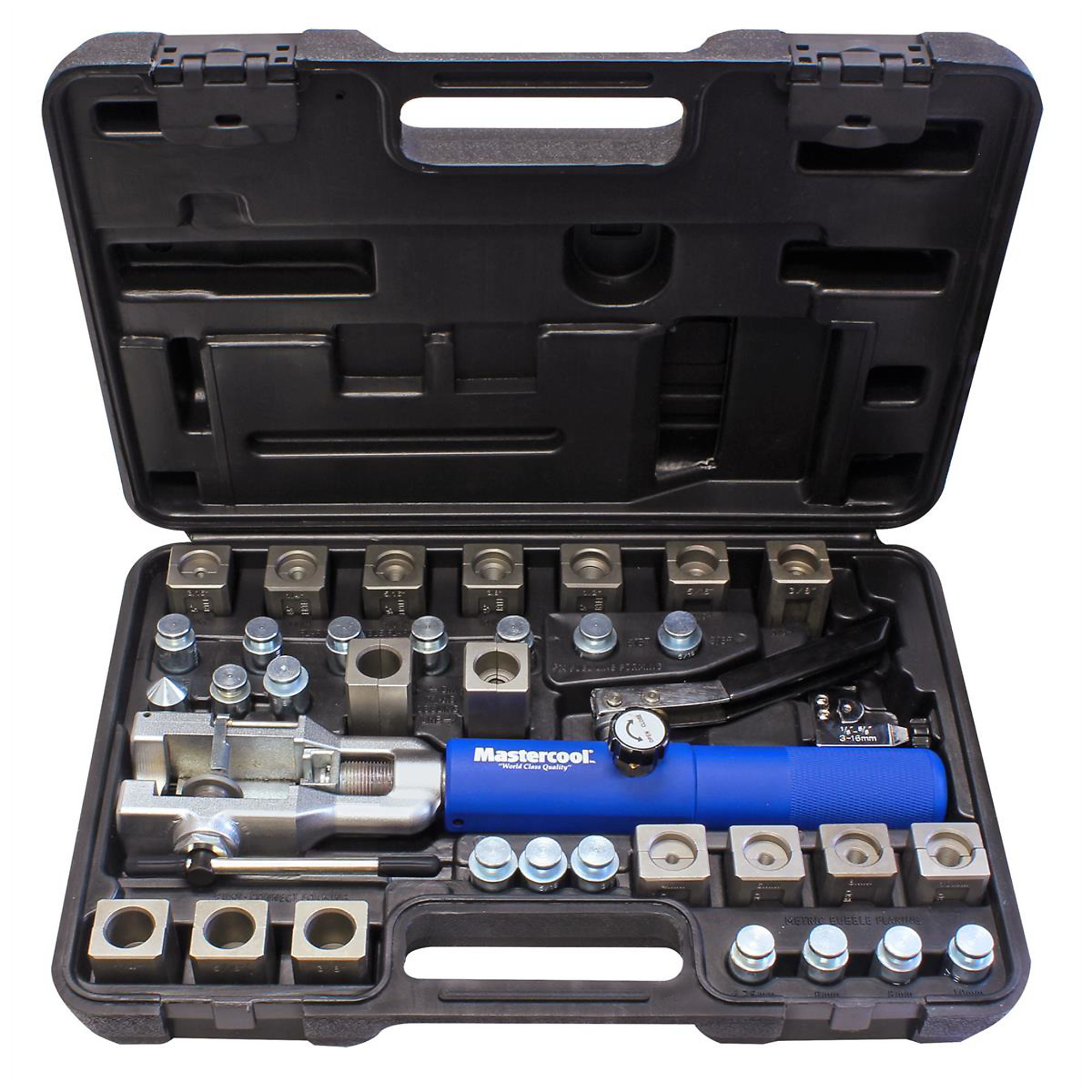 Mastercool Universal Hydraulic Flaring Tool Set — GM Transmission Cooling Line Dies and Adapters, Model# MSC72485-PRC